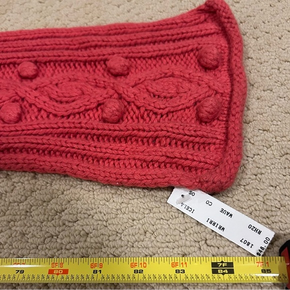 NWT Icelandic Design Red Cable Knit Silk Angora Scarf 7ft - Picture 8 of 8